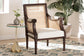 bali & pari Desmond Traditional French Beige Fabric and Dark Brown Finished Wood Accent Chair FredCo