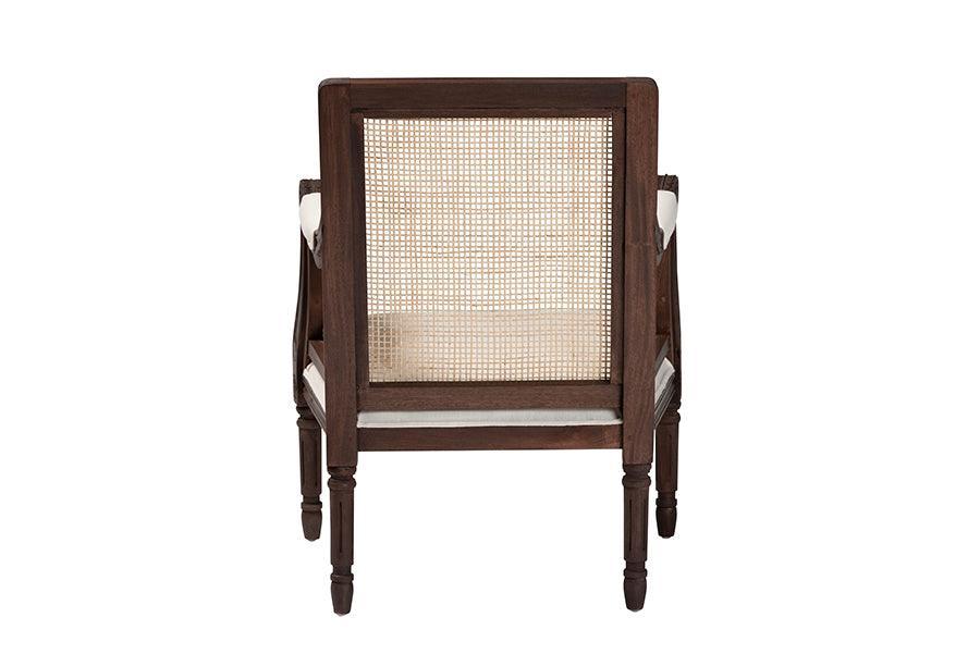 bali & pari Desmond Traditional French Beige Fabric and Dark Brown Finished Wood Accent Chair FredCo