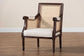 bali & pari Desmond Traditional French Beige Fabric and Dark Brown Finished Wood Accent Chair FredCo