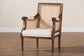 bali & pari Desmond Traditional French Beige Fabric and Walnut Brown Finished Wood Accent Chair FredCo