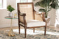 bali & pari Desmond Traditional French Beige Fabric and Walnut Brown Finished Wood Accent Chair FredCo