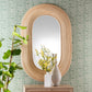 bali & pari Drucilla Modern Bohemian Natural Brown Rattan Oval Accent Wall Mirror FredCo