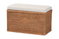 bali & pari Eamon Braided Natural Rattan Storage Bench with Cushioned Lift-Top Lid - Coastal Boho Style Chest for Bedroom, Entryway, or Living Room Organization, 31" Rectangle, Brown FredCo