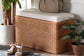 bali & pari Eamon Braided Natural Rattan Storage Bench with Cushioned Lift-Top Lid - Coastal Boho Style Chest for Bedroom, Entryway, or Living Room Organization, 31" Rectangle, Brown FredCo