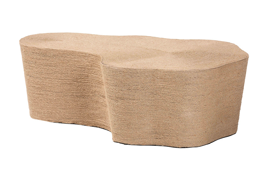 Bali & Pari Edna Natural Jute Irregular Shape Coffee Table – Handwoven Textured Boho Accent for Living Room FredCo