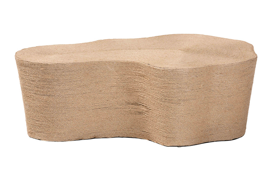 Bali & Pari Edna Natural Jute Irregular Shape Coffee Table – Handwoven Textured Boho Accent for Living Room FredCo