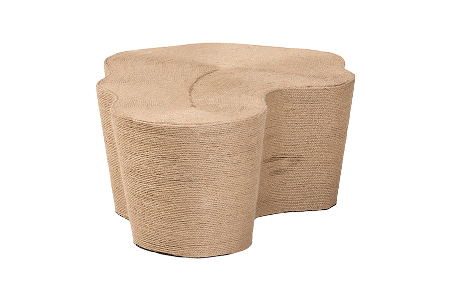 Bali & Pari Edna Natural Jute Irregular Shape Coffee Table – Handwoven Textured Boho Accent for Living Room FredCo