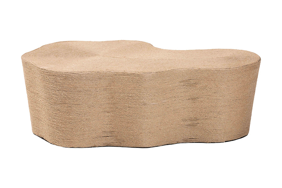 Bali & Pari Edna Natural Jute Irregular Shape Coffee Table – Handwoven Textured Boho Accent for Living Room FredCo
