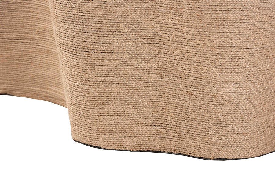 Bali & Pari Edna Natural Jute Irregular Shape Coffee Table – Handwoven Textured Boho Accent for Living Room FredCo