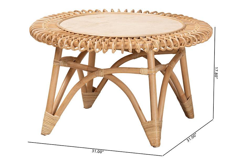bali & pari Elani Modern Bohemian Natural Rattan Coffee Table FredCo