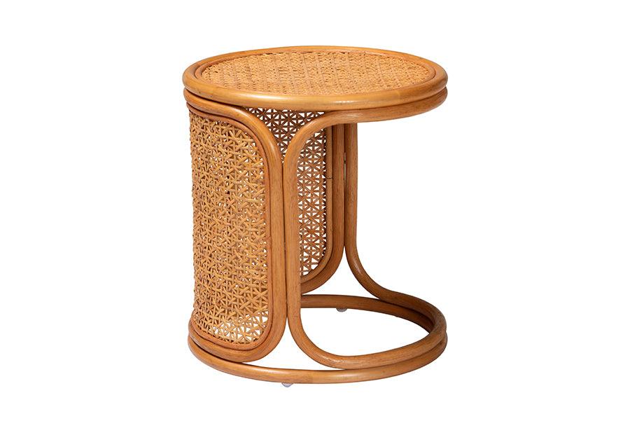 bali & pari Eldon Bohemian Honey Rattan End Table FredCo