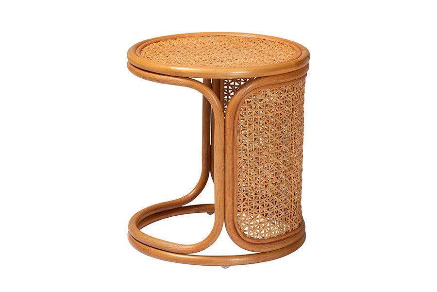 bali & pari Eldon Bohemian Honey Rattan End Table FredCo