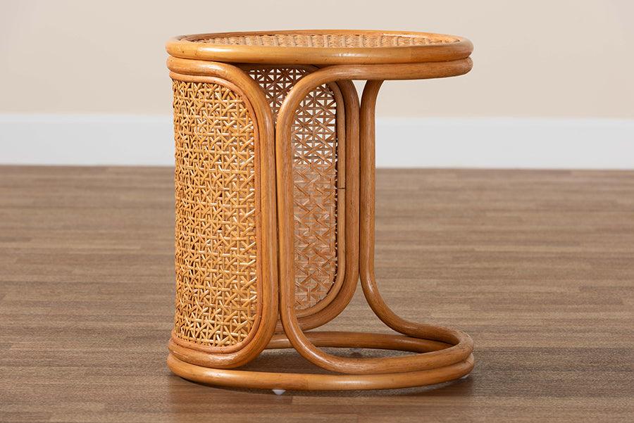 bali & pari Eldon Bohemian Honey Rattan End Table FredCo