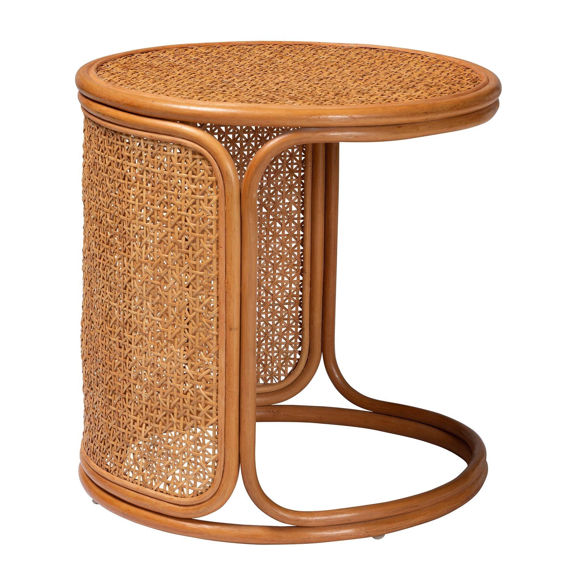 bali & pari Eldon Bohemian Honey Rattan Large End Table FredCo