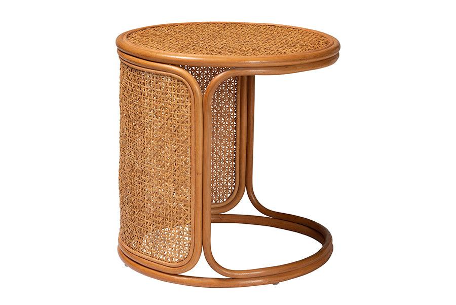 bali & pari Eldon Bohemian Honey Rattan Large End Table FredCo