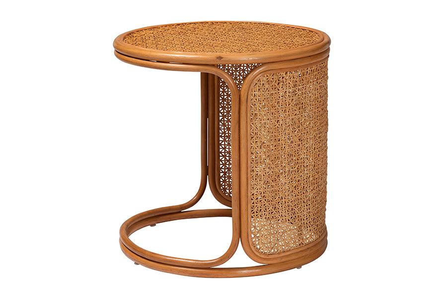 bali & pari Eldon Bohemian Honey Rattan Large End Table FredCo