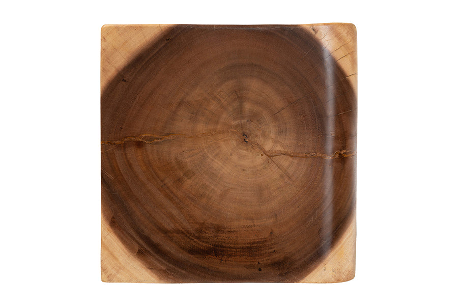bali & pari Eliada Hand-carved Suar Wood Side Table - Wavy Sculptural Accent Table with Stacked Design, Modern Boho Style for Living Room or Bedroom FredCo