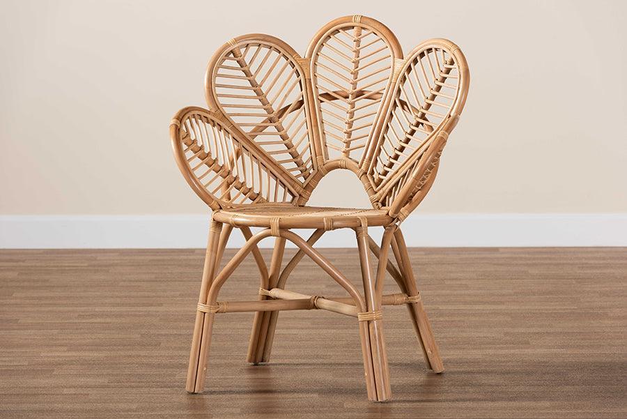 bali & pari Eliava Modern Bohemian Natural Rattan Flower Accent Chair FredCo