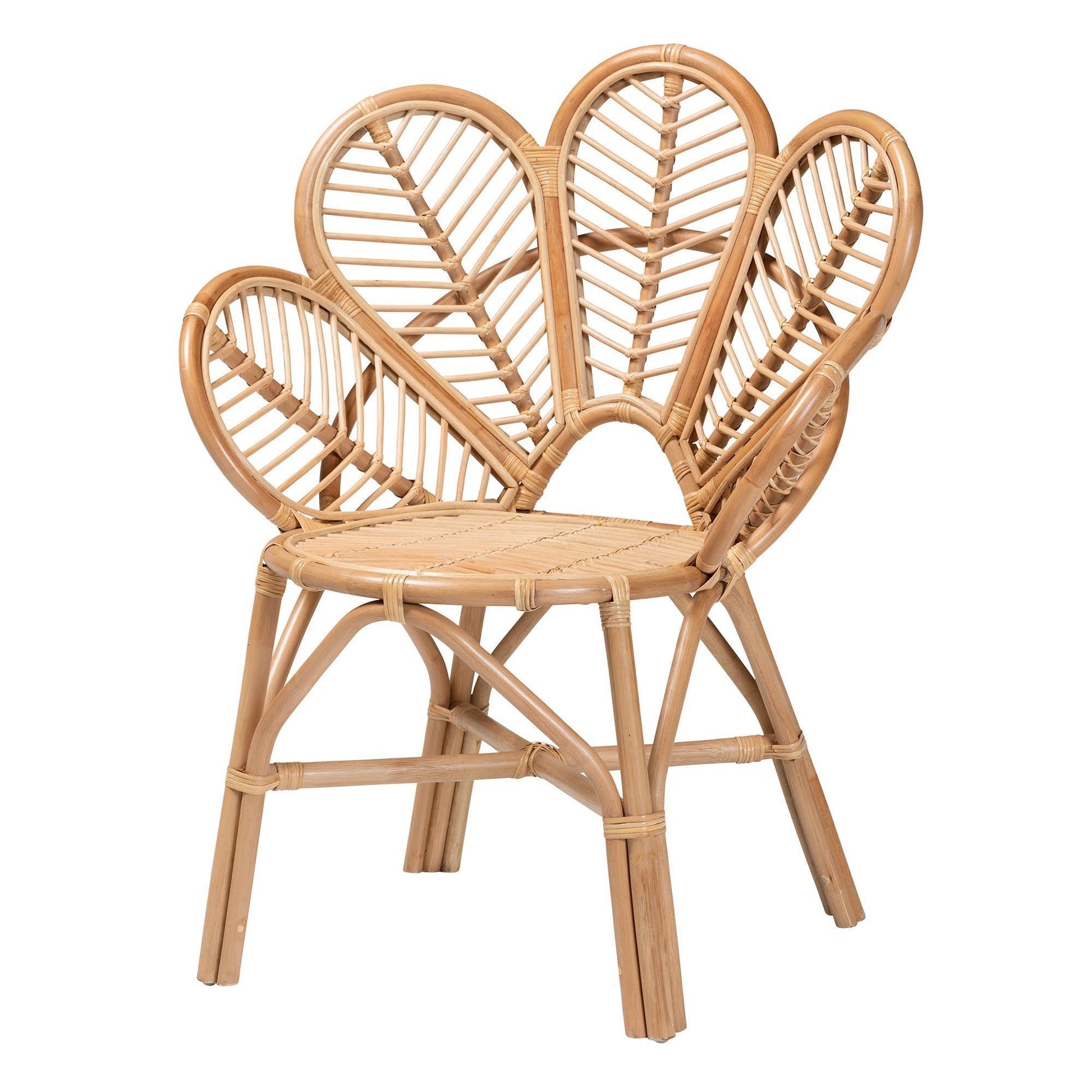 bali & pari Eliava Modern Bohemian Natural Rattan Flower Accent Chair FredCo