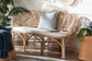 bali & pari Eliava Natural Rattan Accent Bench with Removable Cushion - Coastal Boho Style Loveseat with Scalloped Fan Back Design for Indoor Living Room or Sunroom Seating FredCo
