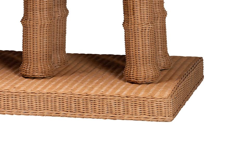 bali & pari Elissa Bohemian Honey Rattan Elephant Console Table FredCo