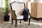 bali & pari Elizette Traditional French Beige Fabric and Black Finished Wood Accent Chair FredCo