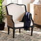 bali & pari Elizette Traditional French Beige Fabric and Black Finished Wood Accent Chair FredCo