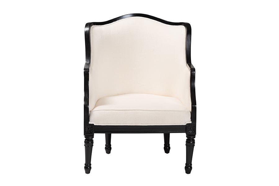 bali & pari Elizette Traditional French Beige Fabric and Black Finished Wood Accent Chair FredCo