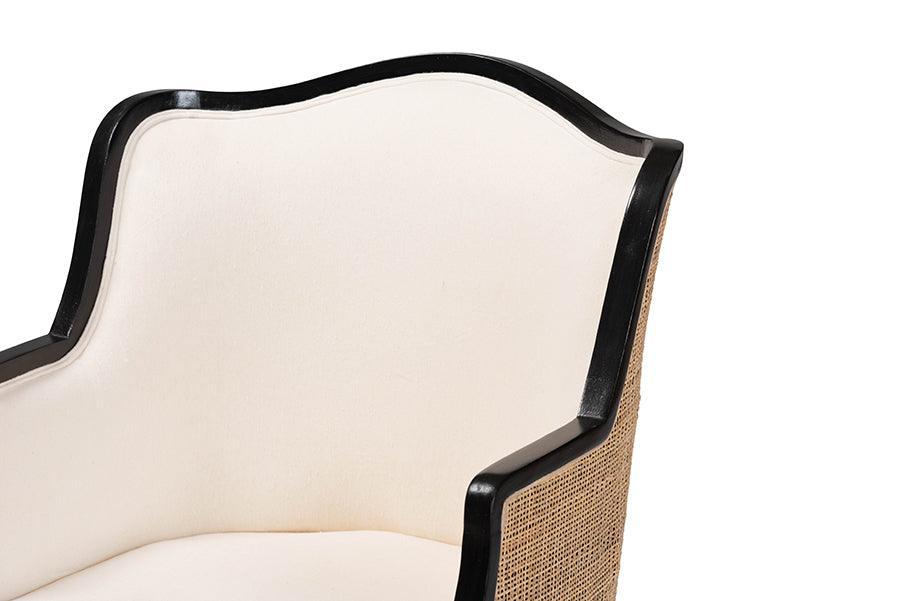 bali & pari Elizette Traditional French Beige Fabric and Black Finished Wood Accent Chair FredCo