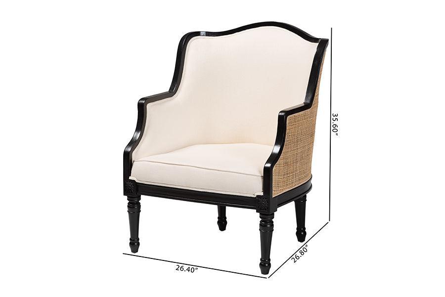 bali & pari Elizette Traditional French Beige Fabric and Black Finished Wood Accent Chair FredCo