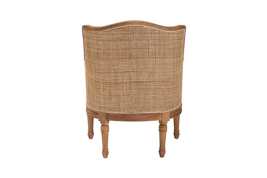 bali & pari Elizette Traditional French Beige Fabric and Honey Oak Finished Wood Accent Chair FredCo