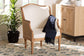 bali & pari Elizette Traditional French Beige Fabric and Honey Oak Finished Wood Accent Chair FredCo