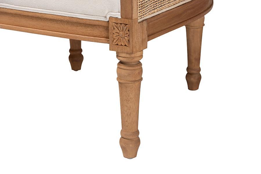 bali & pari Elizette Traditional French Beige Fabric and Honey Oak Finished Wood Accent Chair FredCo
