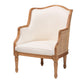 bali & pari Elizette Traditional French Beige Fabric and Honey Oak Finished Wood Accent Chair FredCo
