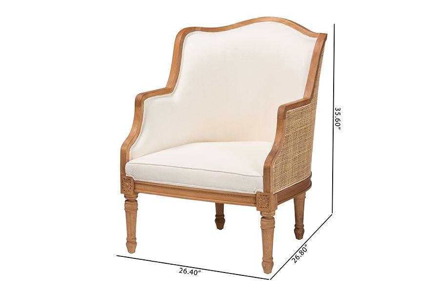 bali & pari Elizette Traditional French Beige Fabric and Honey Oak Finished Wood Accent Chair FredCo