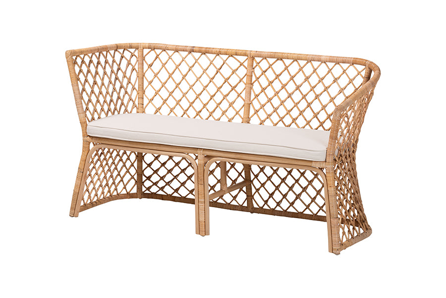 bali & pari Ellard Bohemian Light Honey Rattan 3-Piece Dining Nook Set FredCo