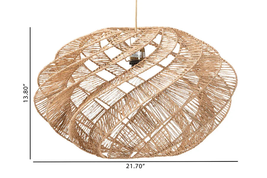bali & pari Enola Handwoven Jute Pendant Lampshade - Boho Chic Ceiling Light Cover with Twisted Spiral Design FredCo