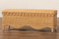 bali & pari Erla Bohemian Light Honey Rattan Accent Bench with Scallop border FredCo