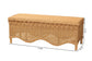 bali & pari Erla Bohemian Light Honey Rattan Accent Bench with Scallop border FredCo