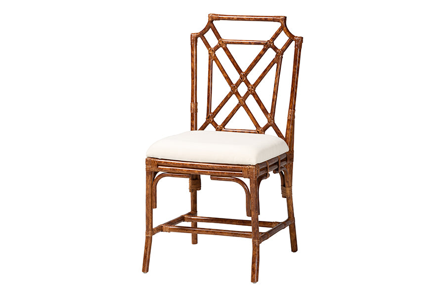 Chippendale-style wooden dining chair with white cushioned seat, FredCo International