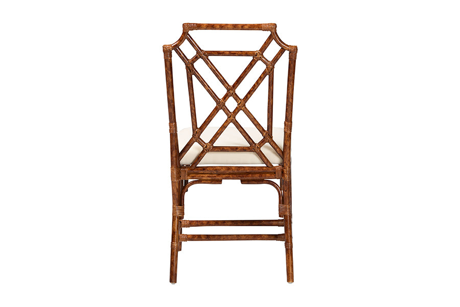 Bamboo dining chair with geometric backrest and cushioned seat from FredCo International