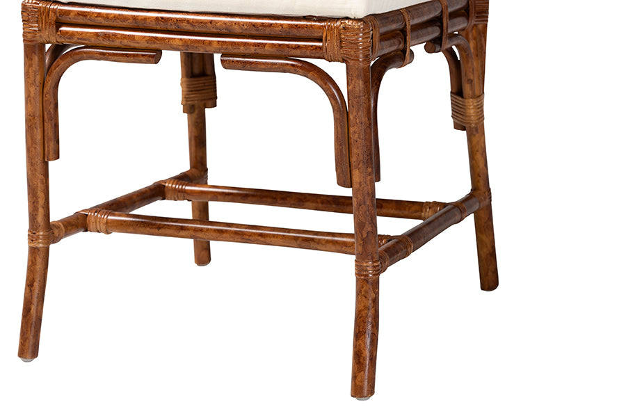 Rattan chair base with natural finish and woven accents, FredCo International furniture