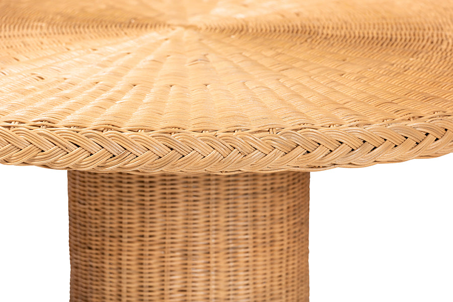 bali & pari Farrow Bohemian Braided Light Honey Rattan Dining Table FredCo