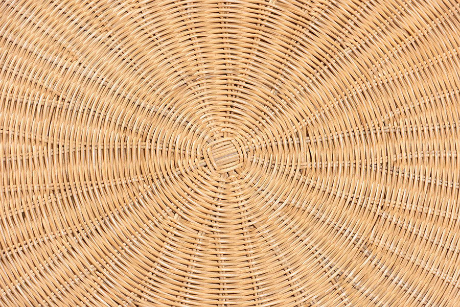 bali & pari Farrow Bohemian Braided Light Honey Rattan Dining Table FredCo