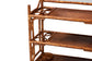 Wooden bar cart with three shelves and integrated round holders, FredCo International furniture