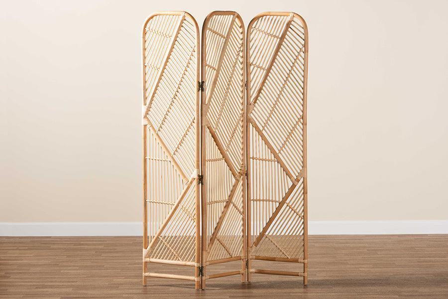 bali & pari Firenze Modern Bohemian Natural Brown Rattan Room Divider FredCo
