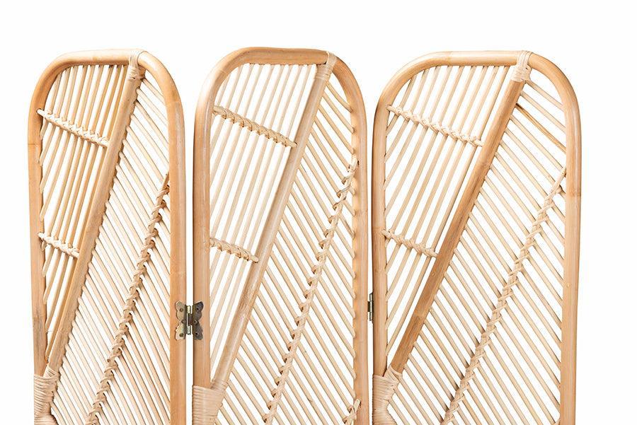 bali & pari Firenze Modern Bohemian Natural Brown Rattan Room Divider FredCo