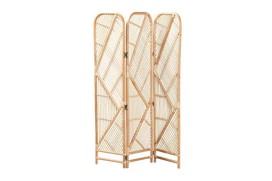bali & pari Firenze Modern Bohemian Natural Brown Rattan Room Divider FredCo