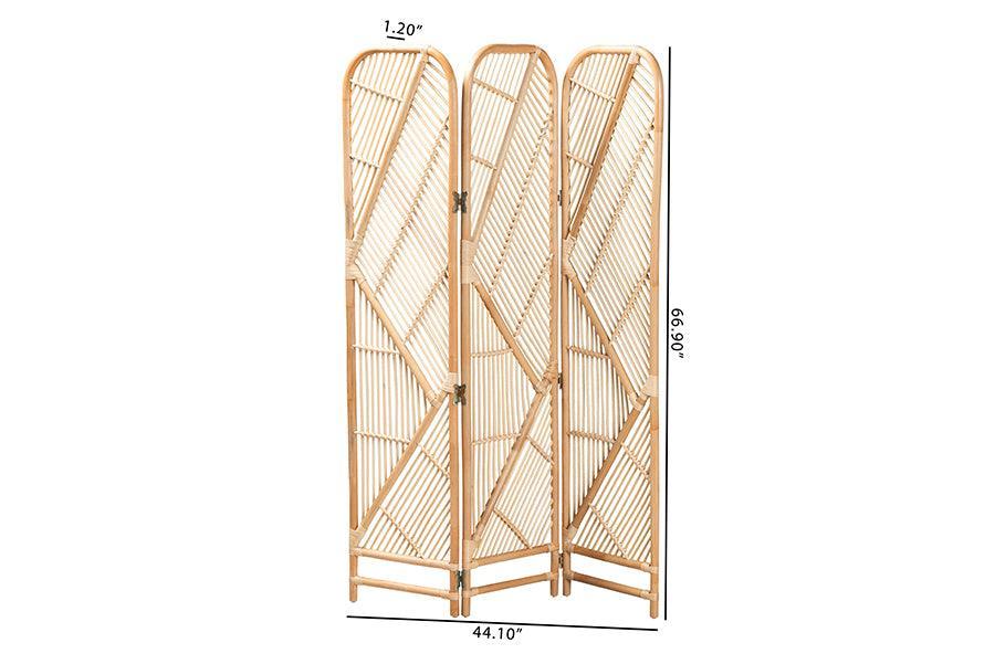 bali & pari Firenze Modern Bohemian Natural Brown Rattan Room Divider FredCo