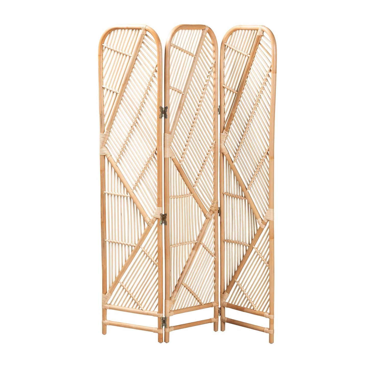 bali & pari Firenze Modern Bohemian Natural Brown Rattan Room Divider FredCo
